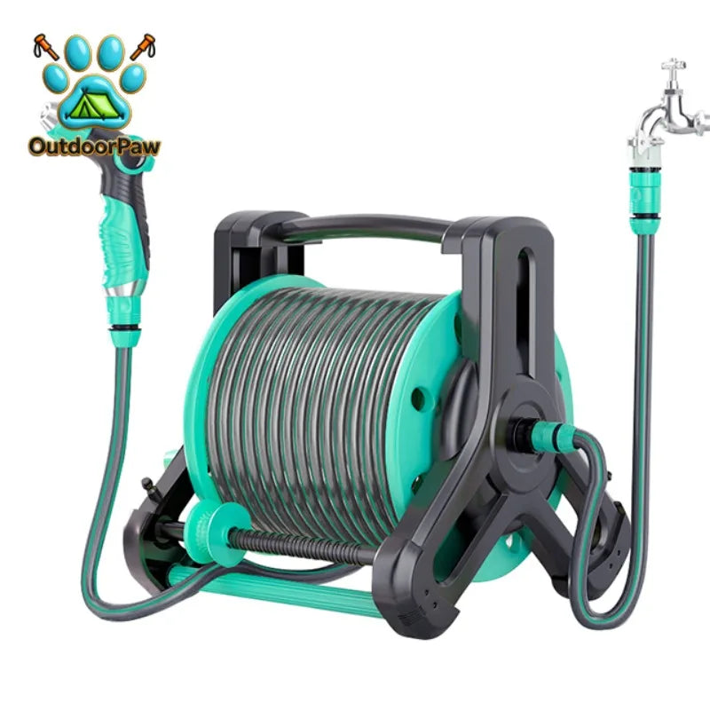High Quality Mint Blue 20m 30m 40m Portable Plastic Water Hose Reel Garden Hose Reel Cart with Water