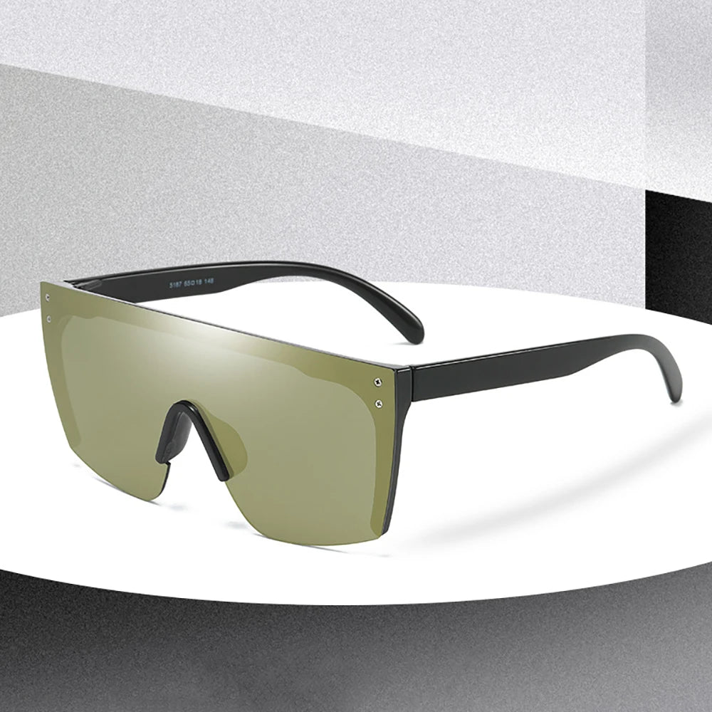 Men's sunglasses Mirrored Oversized Rimless Sun Glasses for Men Women Flat Top Shield Wrap Square UV400