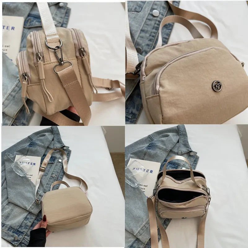 Women's Fashion Canvas Crossbody Bags Multi Pocket Small Shoulder Bag Casual Boho Handbag Lightweight Travel Purse for Daily Use