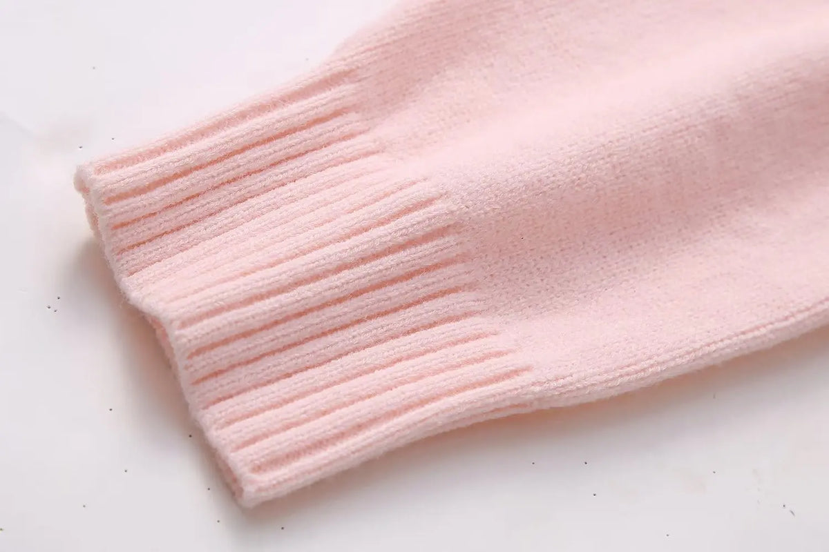 Women's Pink Knitted Sweater Cozy Long Sleeve Large Size Pull Knitwears Pullovers Cute Core Top White Fall 2025 New Streetwear