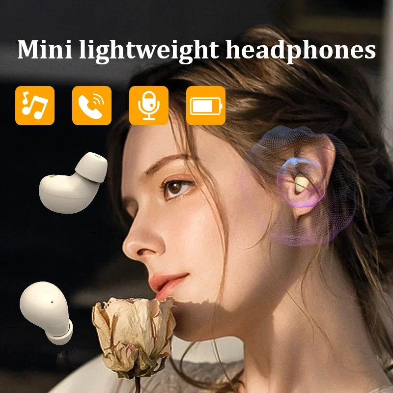 Wireless In-ear Headphones Bluetooth 5.4 Earphone Control Sport Headset Waterproof Microphone Music for Tumbler Design Mini Tiny