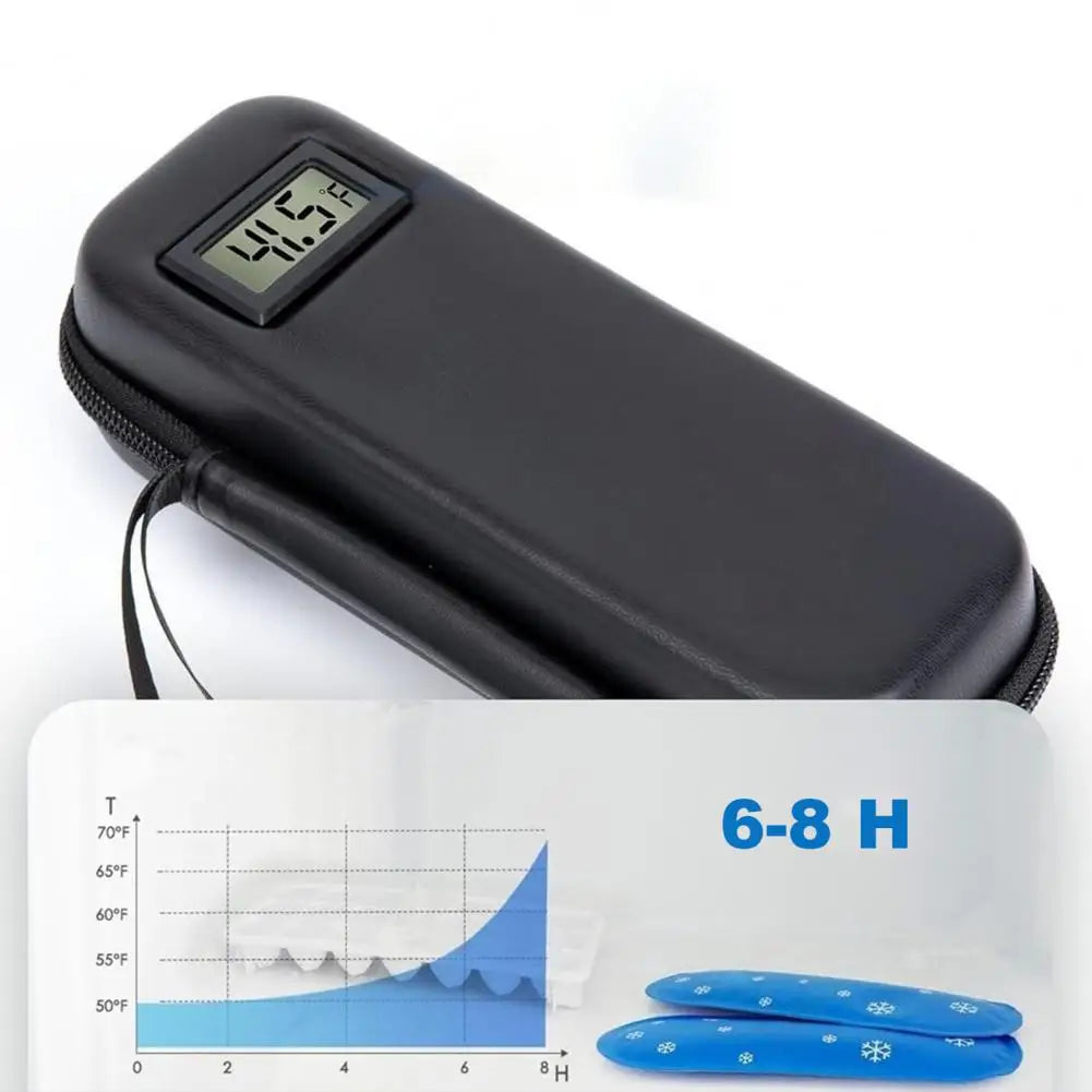 Insulin Refrigerator with Digital Temperature Display, Portable Insulin Cooler with 2 Long-Lasting Ice Packs for 8-12 Hours Cool