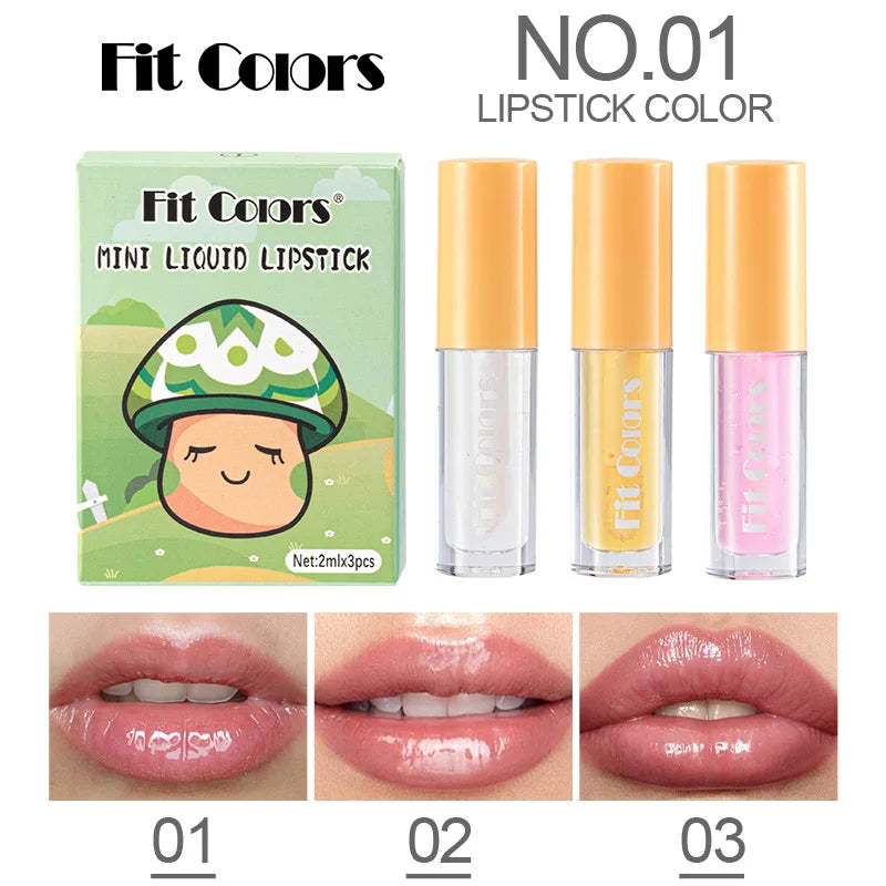 3Pcs/Box Fruit Scented Lip Oil Set with Avocado Strawberry & Peach Flavors Hydrating Transparent Lip Gloss for Soft Smooth Lips