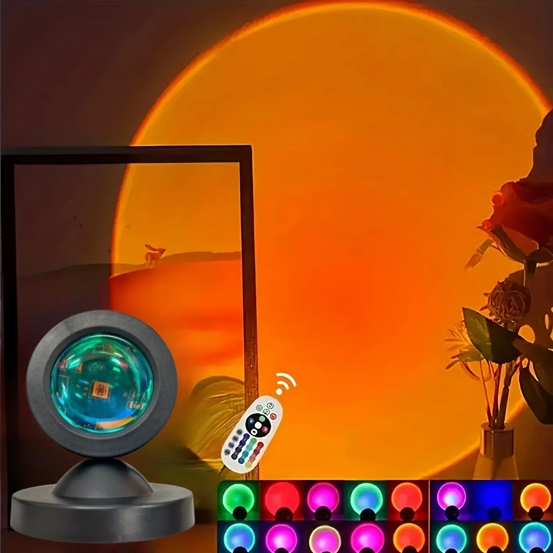 Sunset Light Projection Light With Remote Control 16-Color Night Light RGB Color Changing LED Light Bedroom Photography Prop