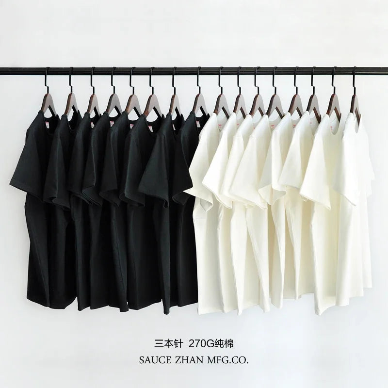 SauceZhan Tops & Tees Men's T-shirt Short Sleeve  Anti-Deformation Anti-Shrink Double-woven Fabric Cotton Soft Slim Fit