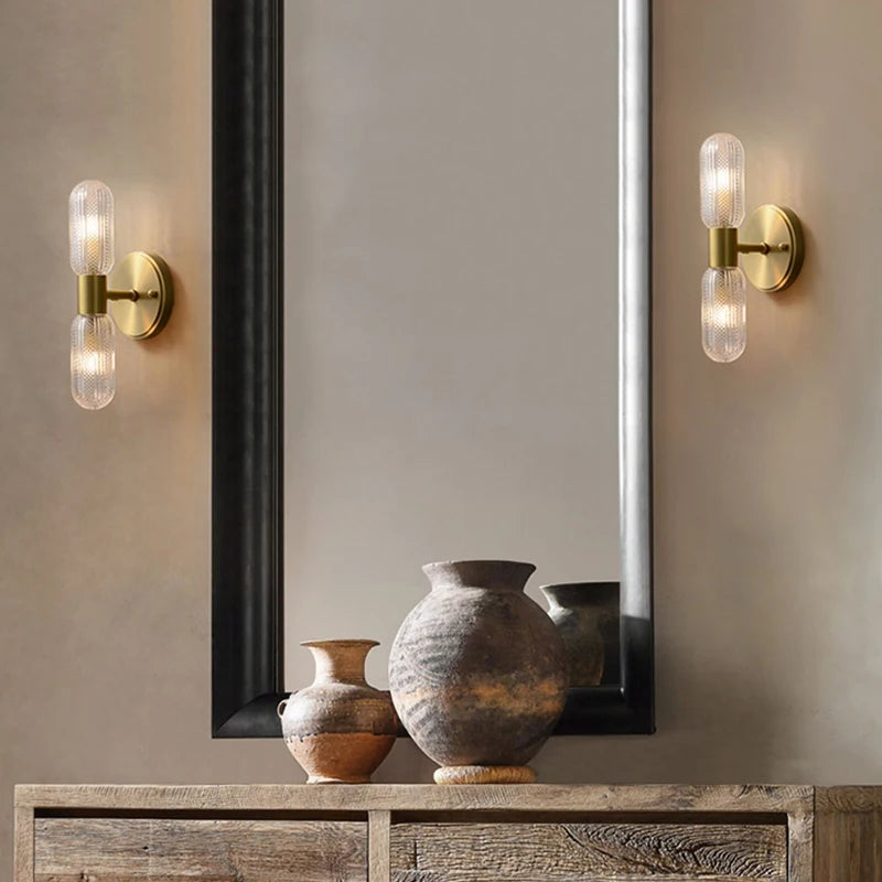 Luxury LED 12W Wall Lamps Glass Gold Copper Sconce for Living Room Bedroom Home Decor Indoor Lighting Dining Room Stairs