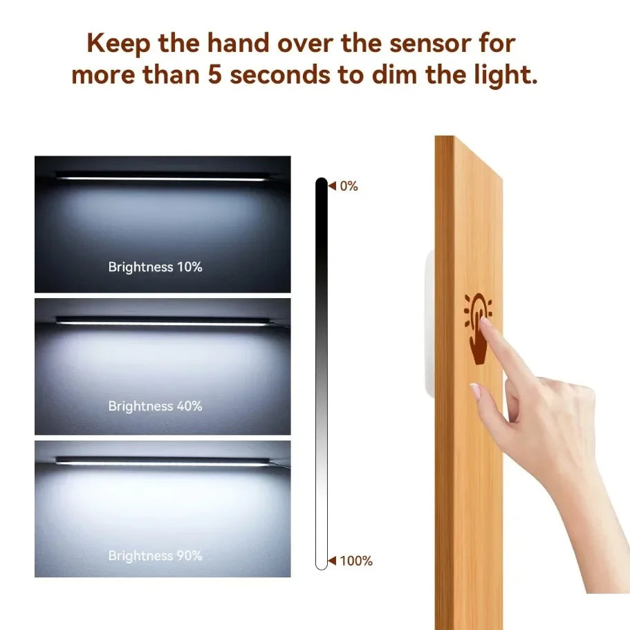 1-6Pcs LED Light Bar Sync Cabinet Light System Touch Control Dimmable Under Cabinet Lamp for Kitchen Wardrobe Closet Showcase