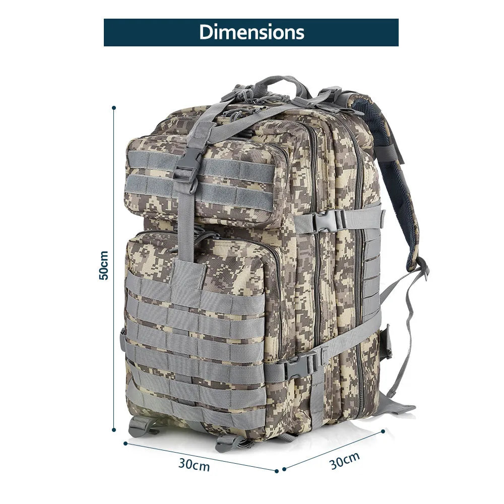50 Liters Outdoor Tactical Dual Shoulder Large 3P Backpack Backcountry Cycling Sports Backpack Travel Attack Camouflage Multi-Fu