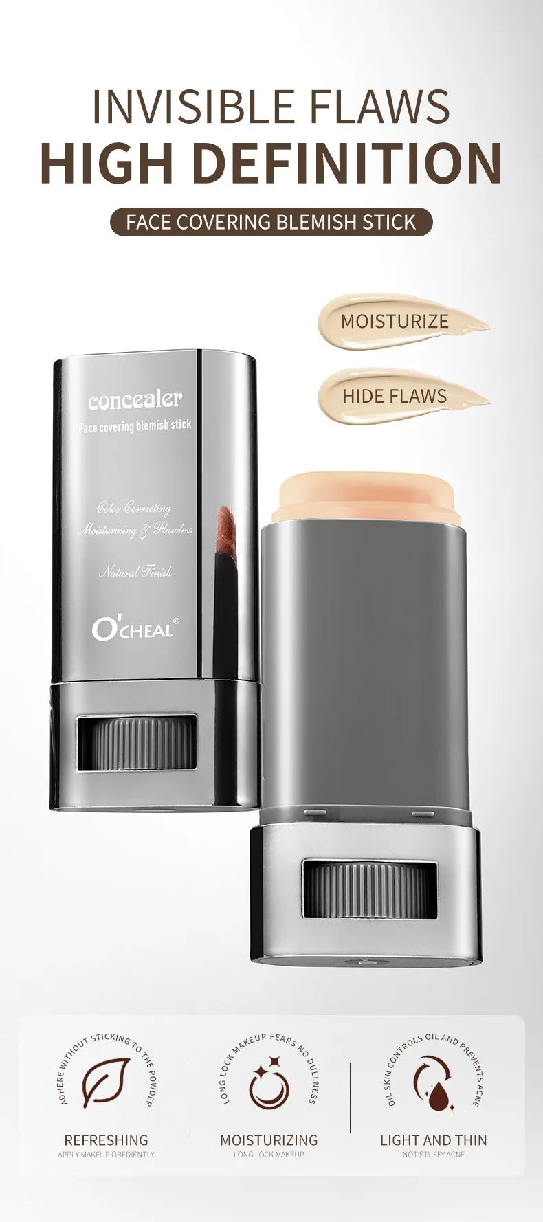 Matte Foundation Cream Stick Boosted Skin Tint Silky Texture Moisturizing Lasting Coverage Concealer Base Even Skin Tone Makeup