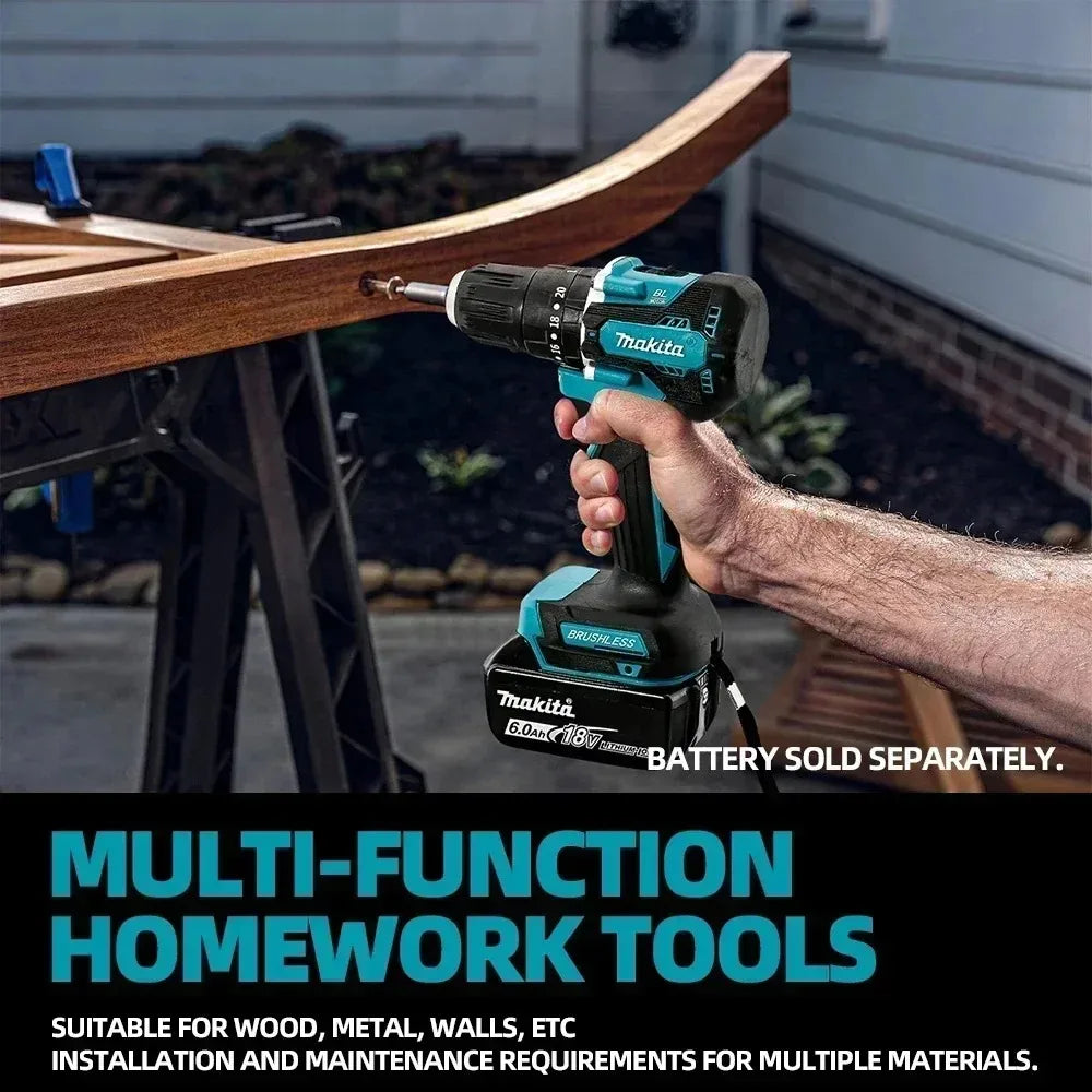 Makita DDF487 18V Lithium Brushless Hand Drill Driver Ergonomic Cordless Gear For Hardware Mounting Repairs