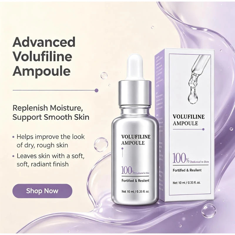100% Pure Volufiline Plumping Ampoule Serum, Skin Care Essential for Facial Volume & Even Skin Tone, Fast-Absorbing Hydrating