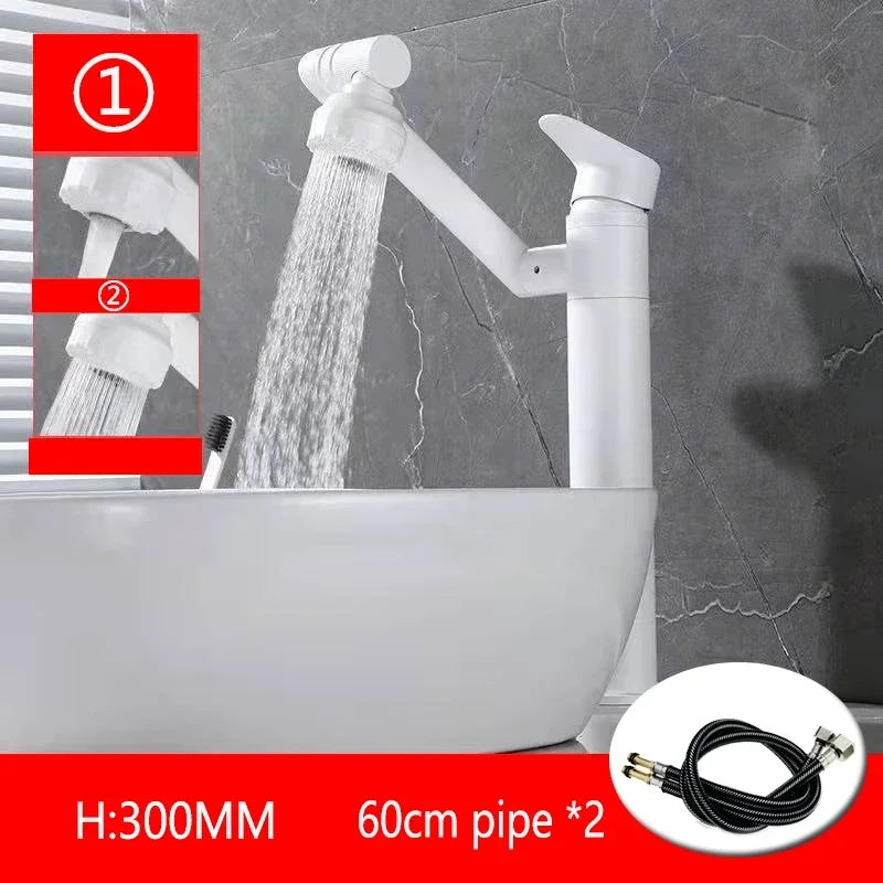 1080° Swivel Bathroom Sink Faucet Basin Faucet Mixer Deck Mounted Splash Proof Water Tap Shower Head Aerators Tapware