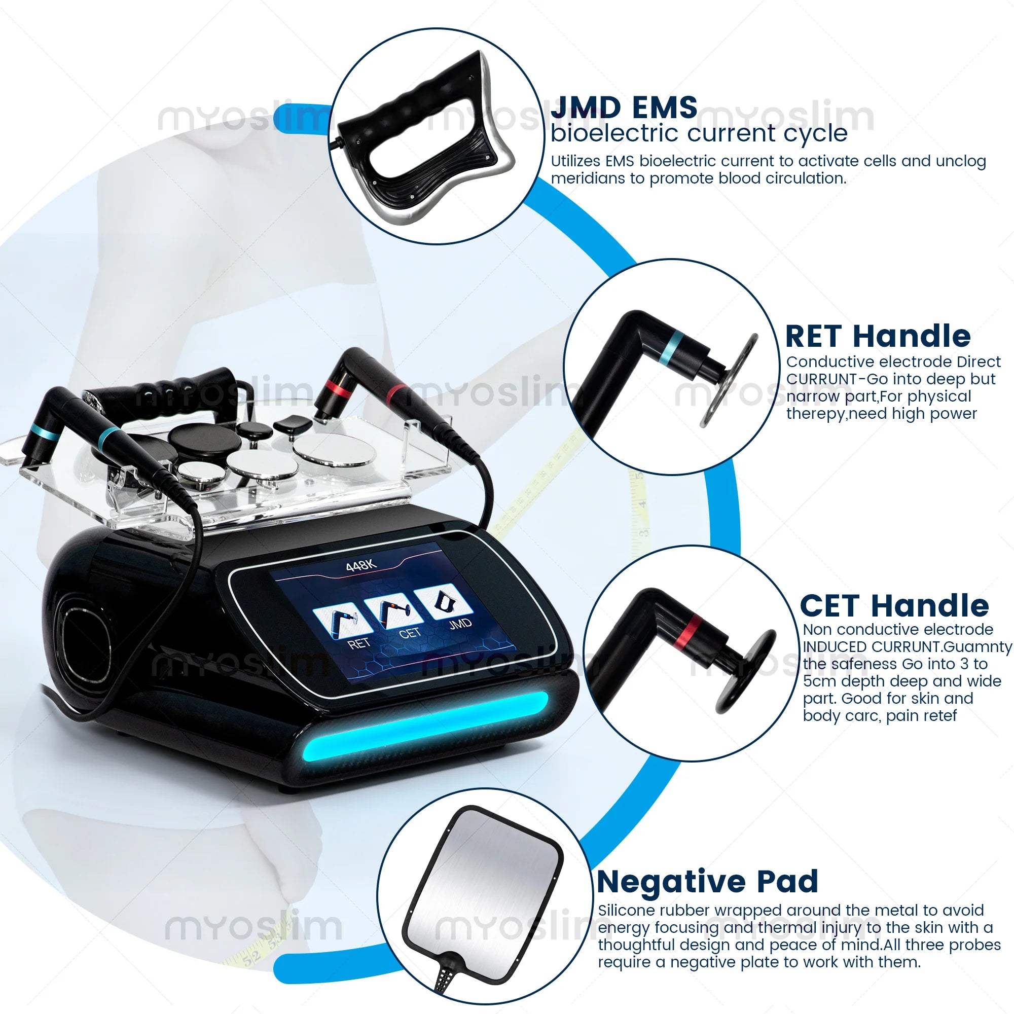 Latest Tecar 448k Body Slimming Machine Skin Tightening Smooth Wrinkles Face Equipment Massage Weight Lose Beauty Machine