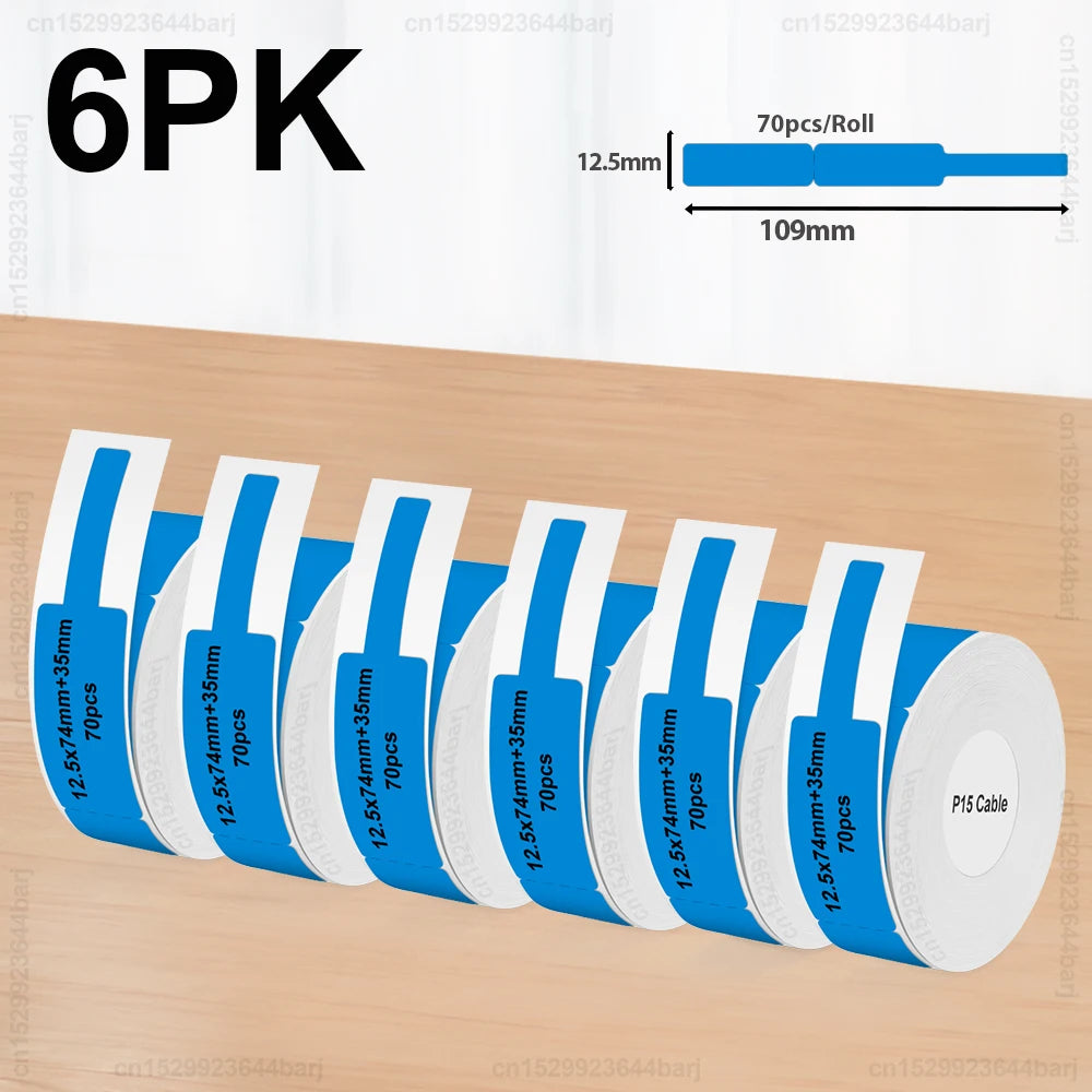 3pcs/6pcs P15 Label Printer Sticker 12*40mm Label Tape Thermal Label Paper Compatible Phomemo D30 Q30 Marklife P15 P12 Labeller