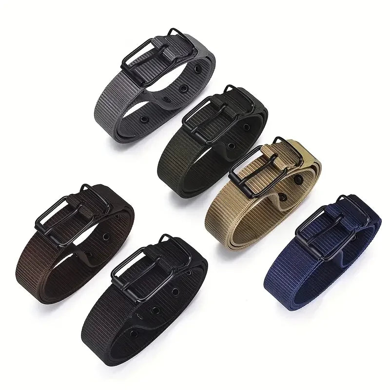 Men's Belt Porous Canvas Pin Buckle Leather Belt Outdoor Sports Belt Women's Trendy Eyelet Belt With Jeans Belt For Men Women