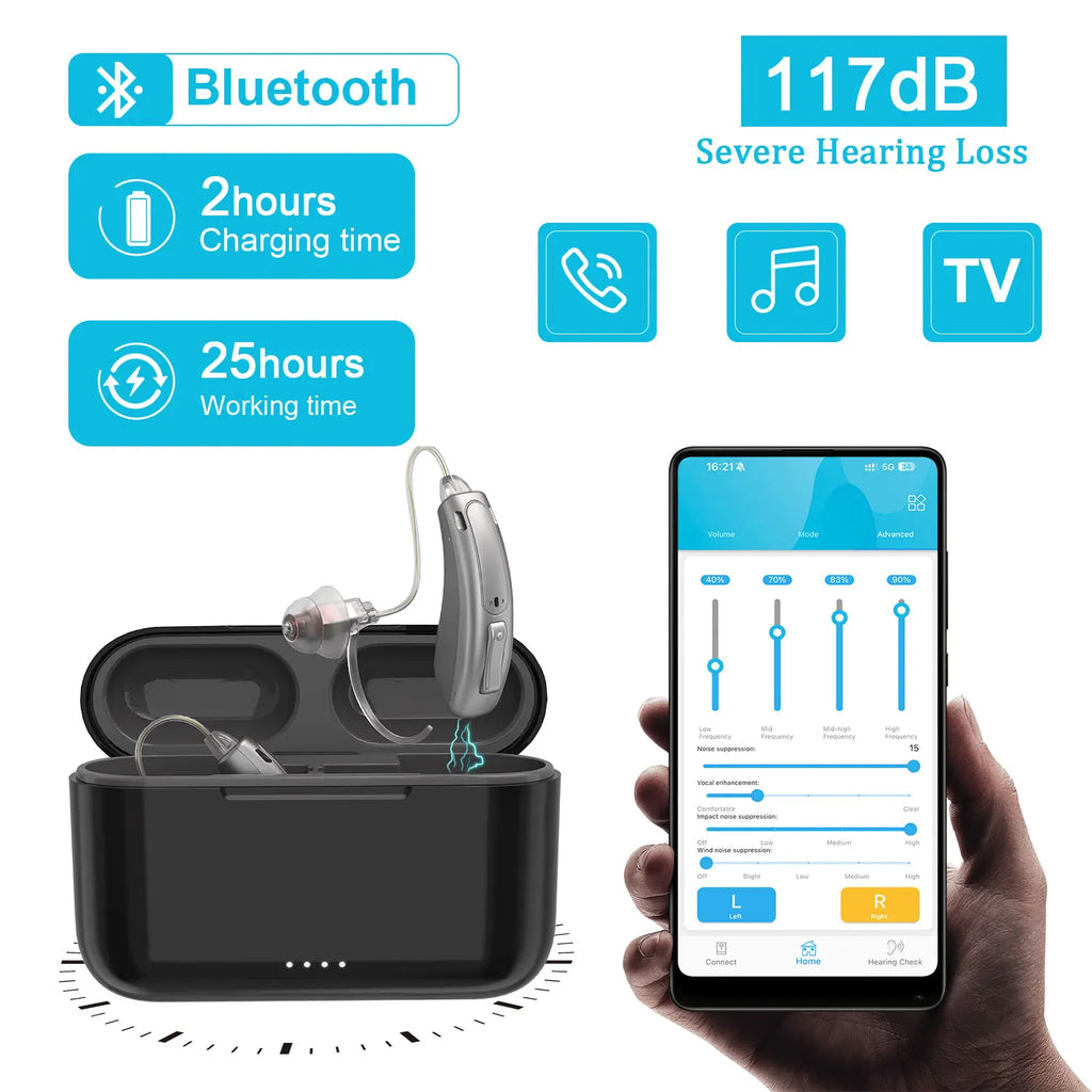 16 Channel Hearing Aid High Quality Bluetooth Hearing Aids Rechargeable for Deafness Intelligent Noise Cancelling Audifonos