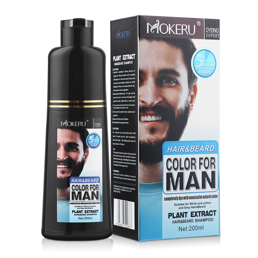 Natural Black Beard Dye Shampoo Permanent Long Lasting Beard Coloring For Men Removal White Grey Hair Color Cover Beard Care