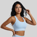 Fashion Neck Hanging Yoga Vest Women Stretchy Racerback Sports Vest with Fixed Built-in Pads Shockproof Push Up Yoga Apparel