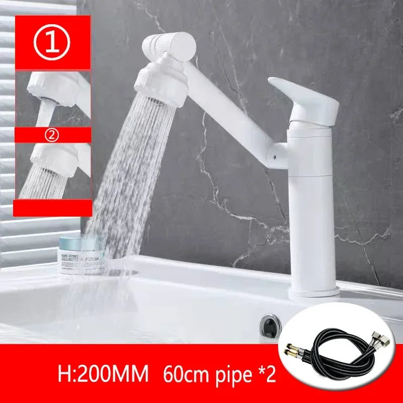 1080° Swivel Bathroom Sink Faucet Basin Faucet Mixer Deck Mounted Splash Proof Water Tap Shower Head Aerators Tapware