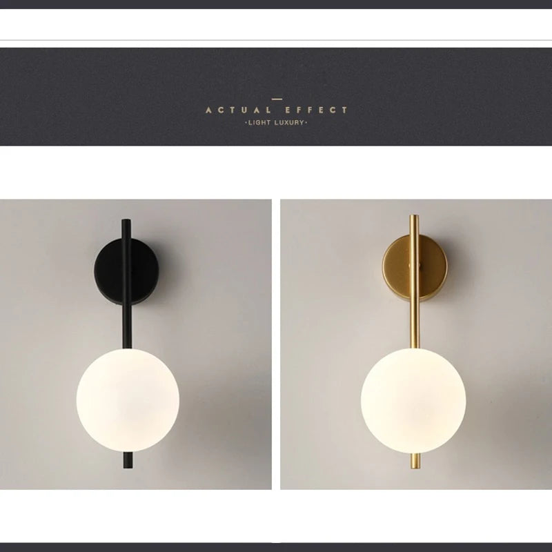 Bedroom LED Wall Lamps with 9W G9 Bulb Hardwired Indoor Frosted Glass Ball Wall Lights Wall Sconce for Bar Kitchen AC110-220V