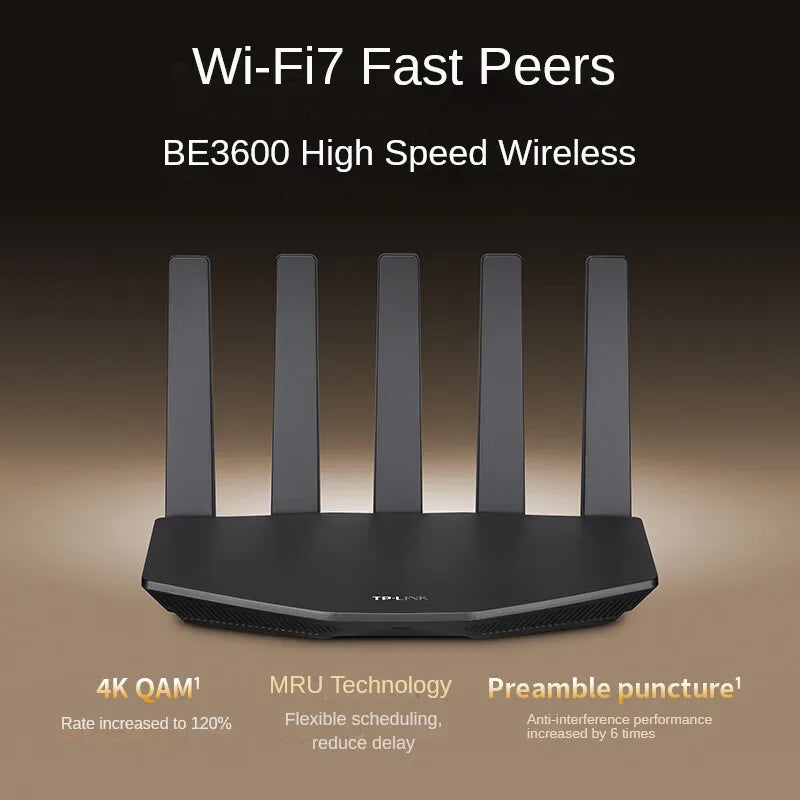 TP-LINK WiFi7 BE3600 Router 2.5G Gigabit Ethernet Port Home High Speed Internet Connection 2 WAN Ports Convergence Acceleration