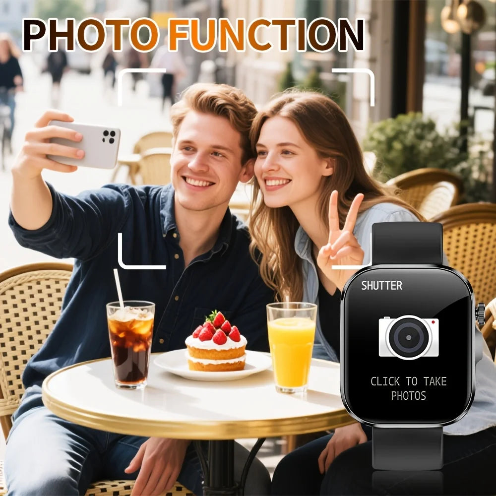 New Sports Men'S Smart Watch, Smartwatch (Make/Receive Calls), APP Message Sync Alerts, Remote Camera Control, Sedentary Reminder, Music Playback, Weather Display, Voice Assistant, Find My Phone, Durable Smart Watch for Iphon