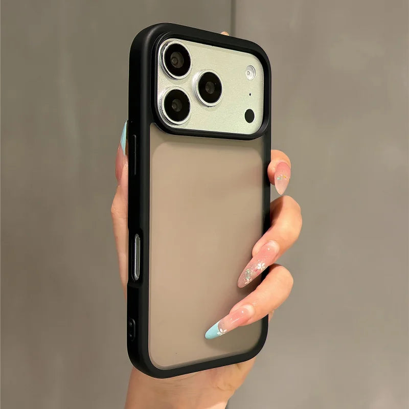 Original Translucent Glossy Matte Texture Case For iPhone 17 16 15 14 13 Pro Max Business Simple Armor Shockproof Hybrid Cover