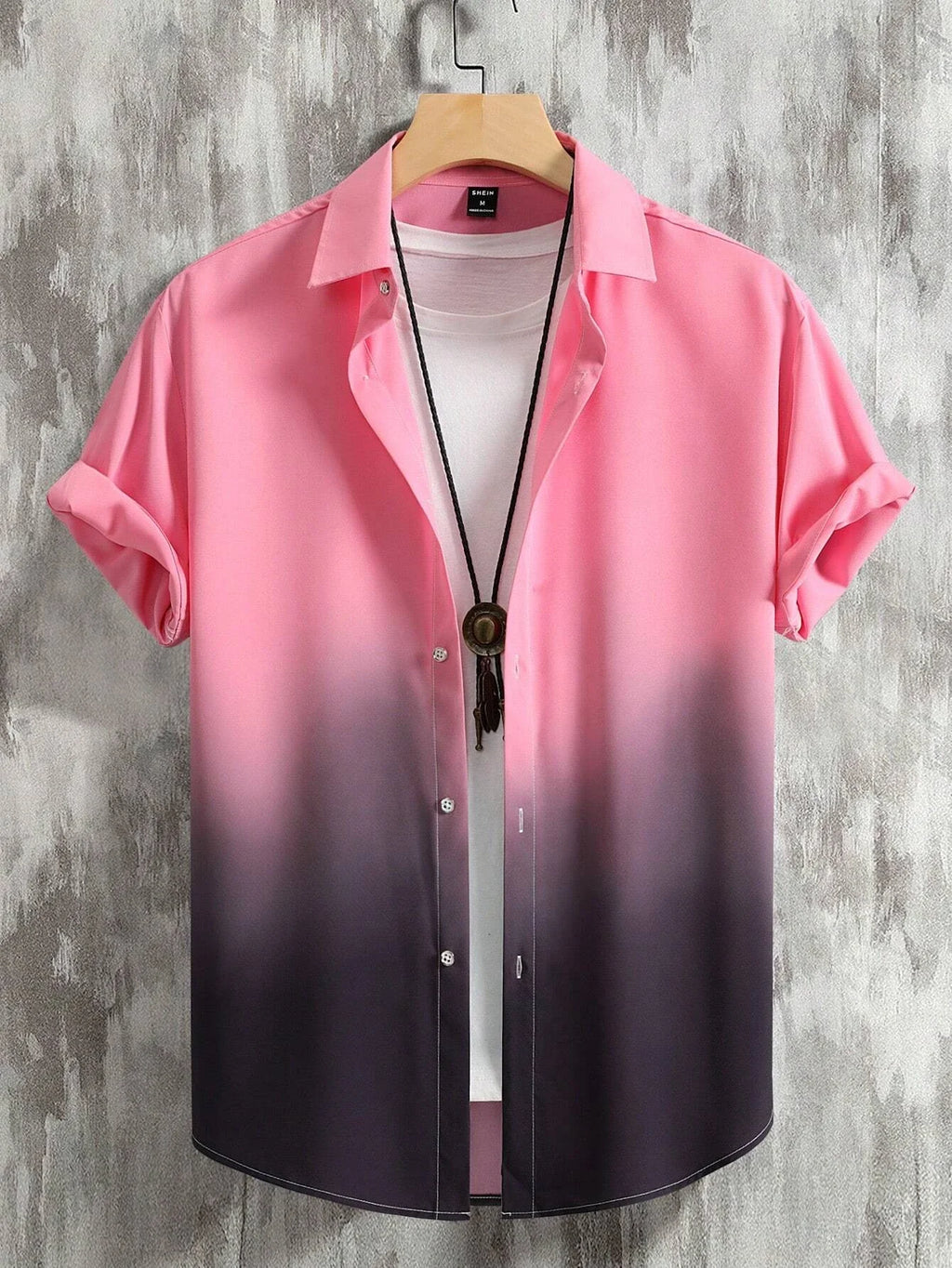 Hawaiian Men's Short Sleeved Shirt with Summer Gradient Design, 3D Graphic Printing, Loose Oversized Lapel Casual Shirt