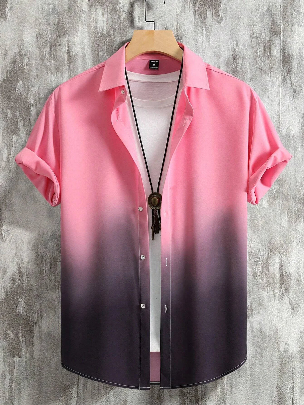 Hawaiian Men's Short Sleeved Shirt with Summer Gradient Design, 3D Graphic Printing, Loose Oversized Lapel Casual Shirt
