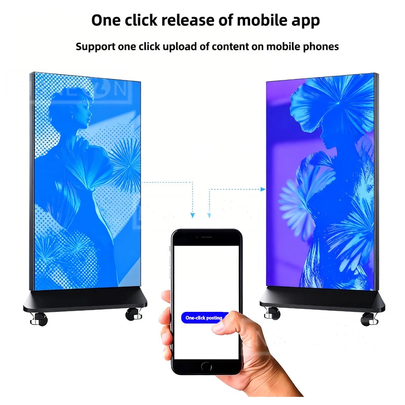 Custom P1.8 P2 P2.5 LED Poster Display Movable Vertical Digital Advertising Poster Screen For Shopping Mall Retail Store