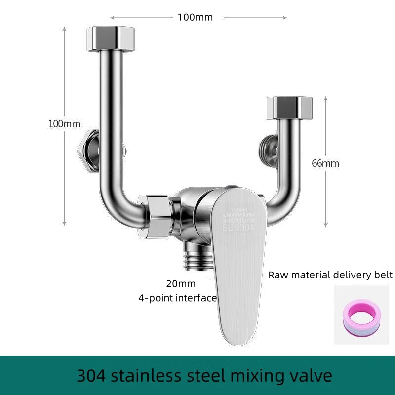 Stainless Steel Water Heater Mixing Valve Open Installation Hot and Cold Shower Switch U-type Valve 304 Mixing Valve