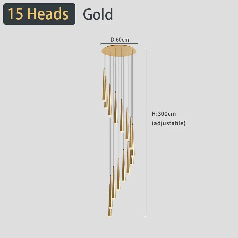 Stair Led Ceiling Chandeliers Duplex Loft Lamp Living Room Decoraction Luxury Light Appliance Hanging Lamps For  Lustre