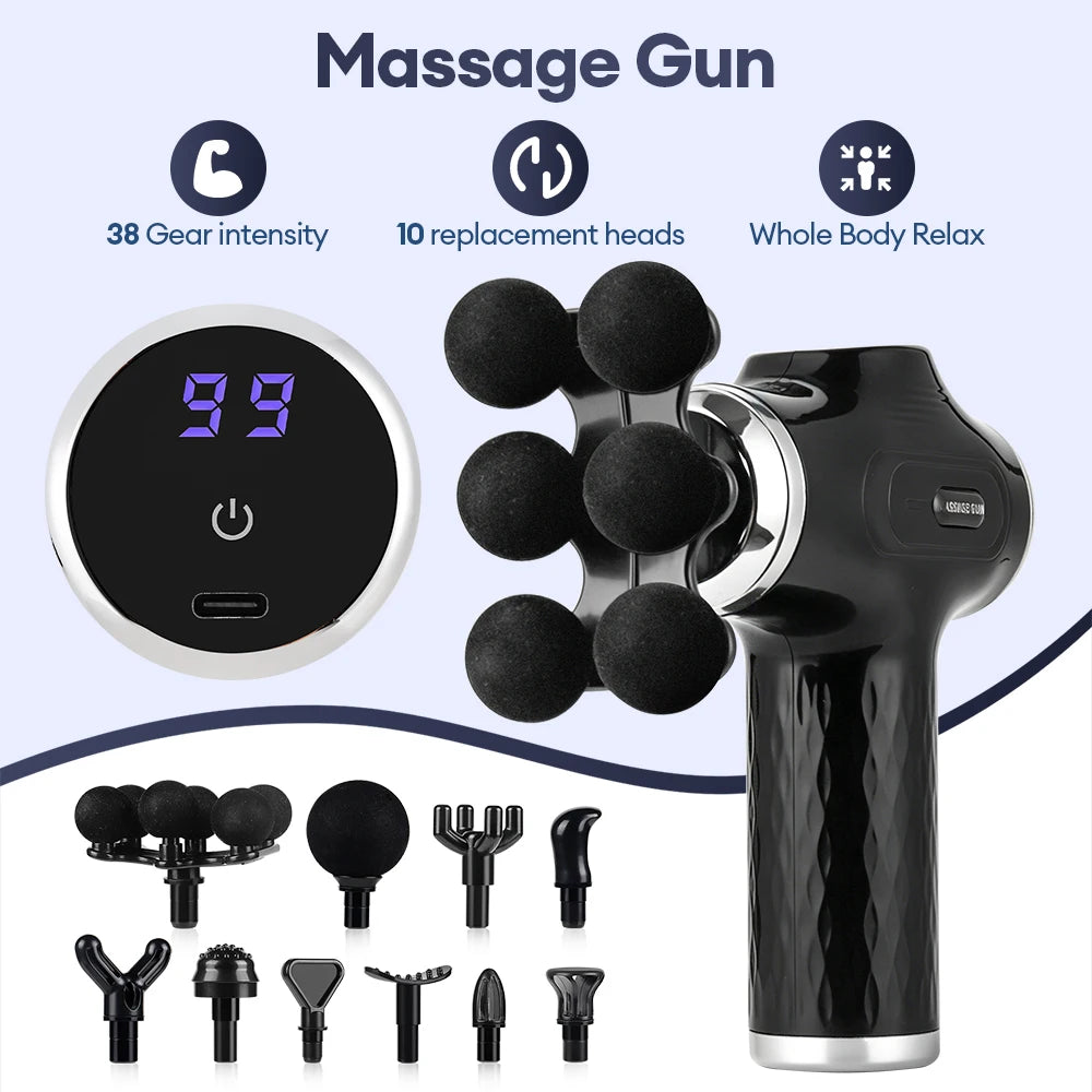 Professional Fascia Gun Mini Deep Tissue Massage Gun Wireless 38 Speed Level Electric Percussion Massager Body Muscle Relaxation