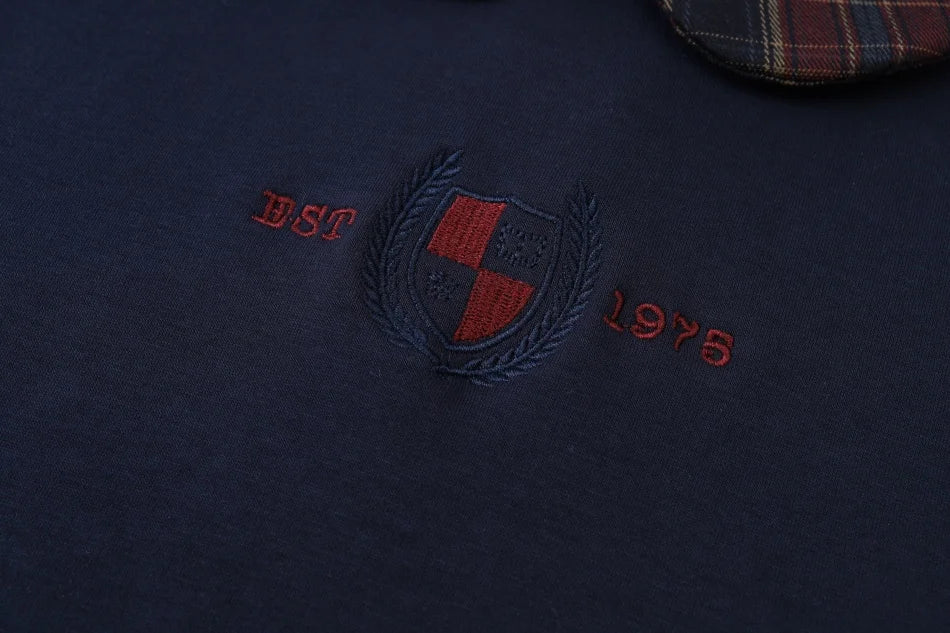 (Ship out in 1day)AS AW26 Denim Varsity Collection Navy Blue Denim+ Embroidery Sweatshirt weekday fabric brother sister clothing