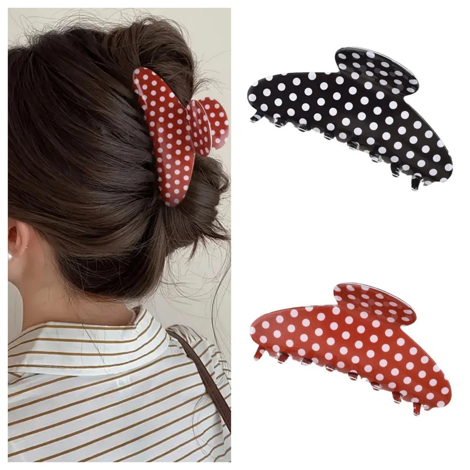 1PC Polka Dot Hair Claw Clips, Large Cute Hair Accessories for Women, Perfect for Updos