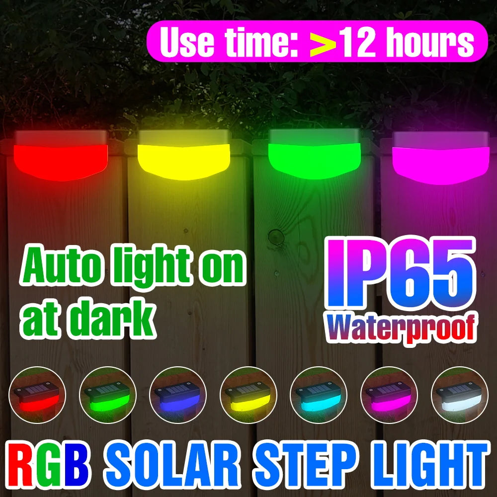 Solar LED Lamp Outdoor Stairs Step Lights Waterproof Garden Courtyard Railing Fence Corridor Atmospheric Decoration Lighting