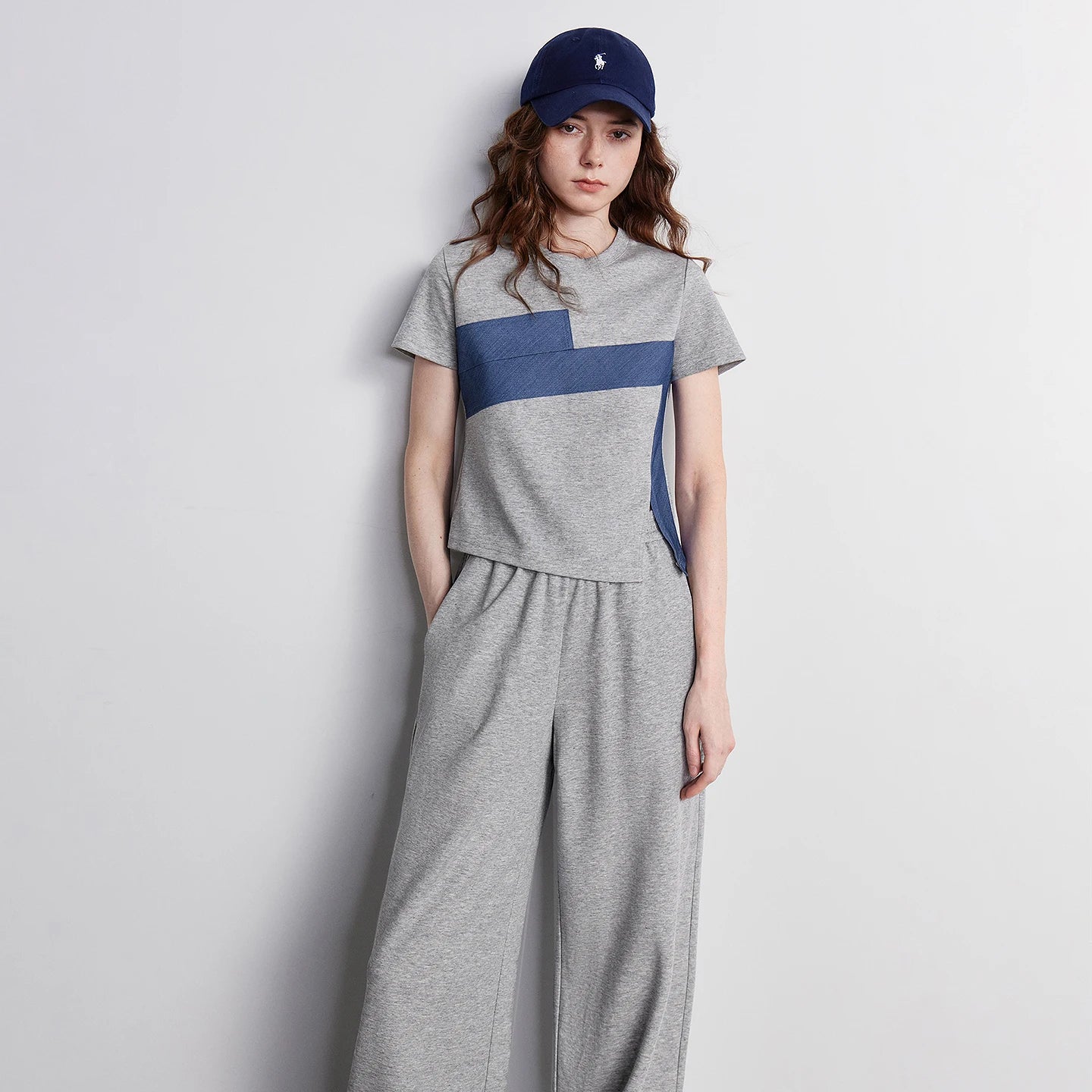 TOYOUTH Women Two Piece Set 2026 Summer New T-Shirt Wide Leg Pants Color Block Splicing Casual Sporty Trendy Outfits
