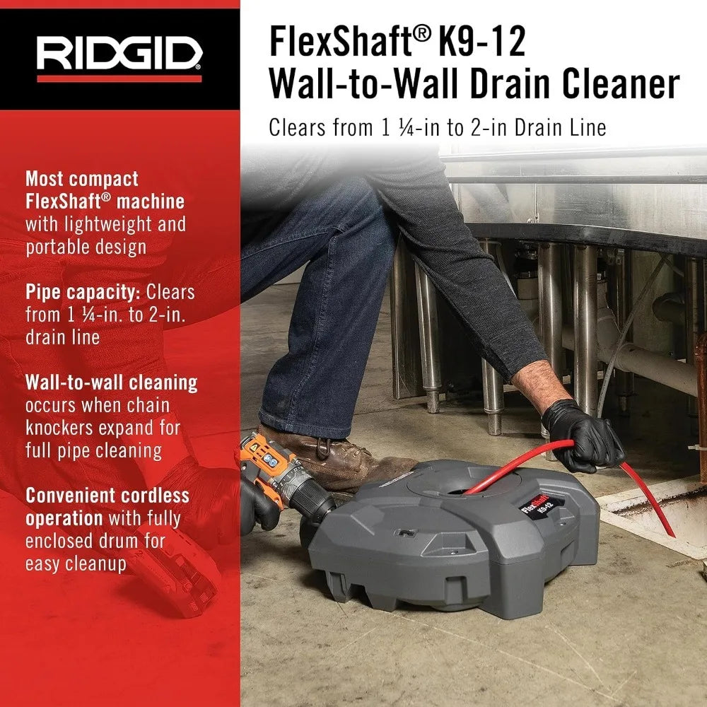 Professional Drain Cleaning Machine Compact Drain Cleaner for 1 1 4 to 2 Pipes 1 4 x 30 Feet Wall to Wall Flex Shaft