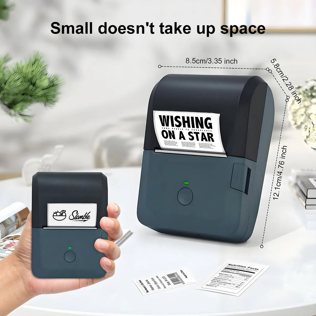Compact Wireless Thermal Printer, Bluetooth Label Maker, Inkless Printing, Auto Paper Detection for iOS & Android Devices