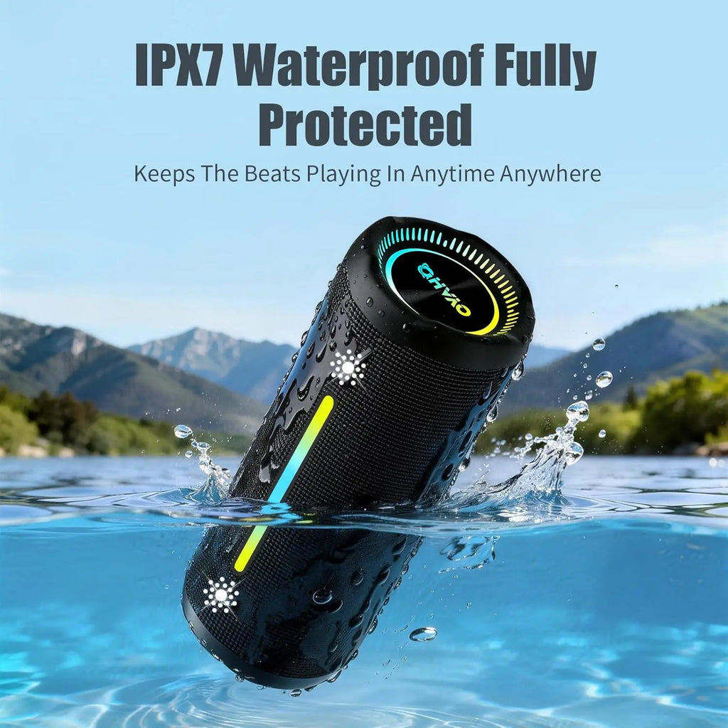 OHAYO Bluetooth Speaker with LED Light 35W HIFI Outdoor Loud Speaker IPX7 Waterproof, Enhanced Bass Sound, Wireless Stereo Pairing, Portable Wireless Speakers for Home Travel Sport