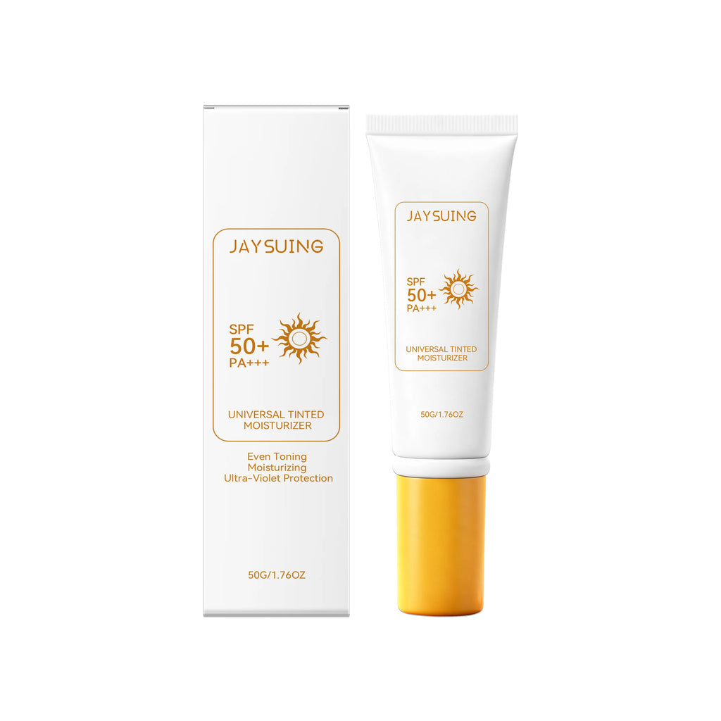 Jaysuing Tinted Sunscreen Spf 50 Anti UV Protection Waterproof Even Skin Tone Matte Finish Summer Outdoor Tinted Moisturizer 50g
