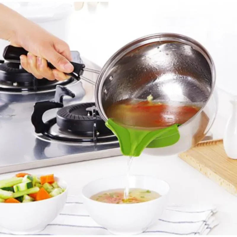 Kitchen Tools Designed to Prevent Spills, Including Pots with Round Openings, Edge Guards,  And Various Small Kitchen Gadgets