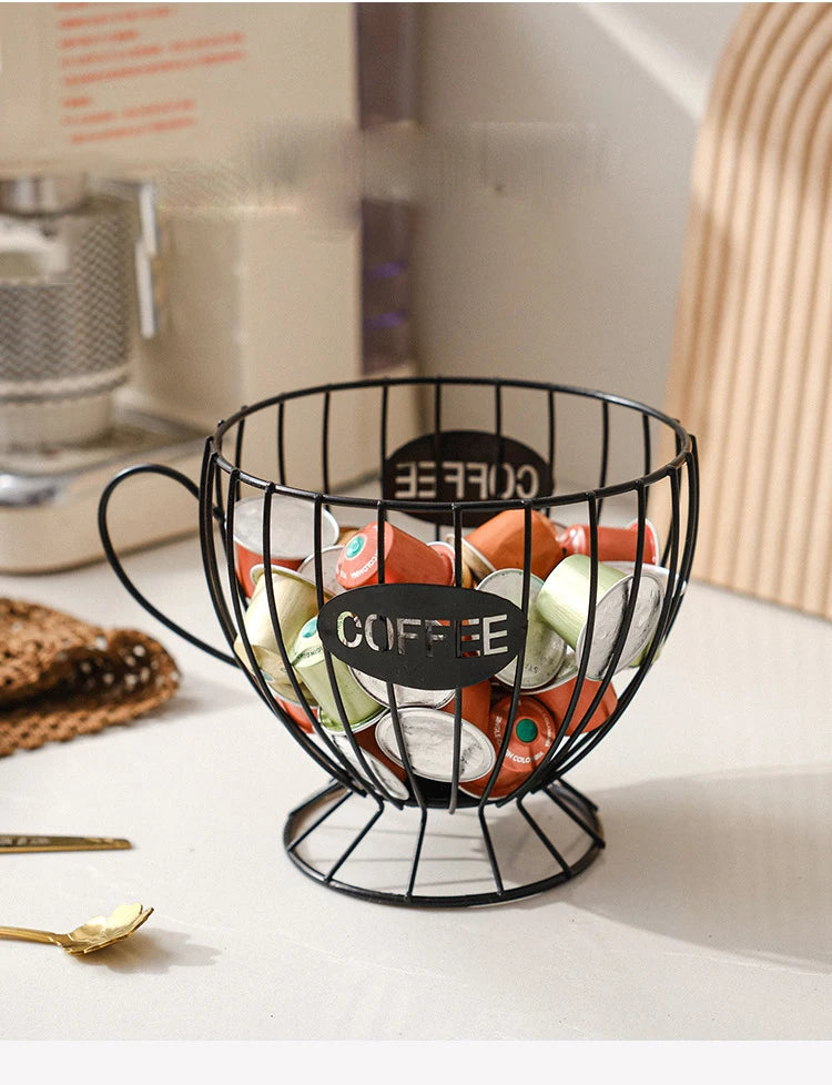 Metal Coffee Capsule Holder Large Capacity Cup Coffee Pod Organizer for Coffee Shop Bar Display Kitchen Storage Accessories
