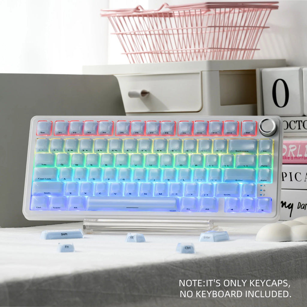 XVX Jelly Crystal Keycaps Side Print Pink/Blue 113keys Double Shote DIY Mechanical Keyboard OEM Profile Translucent Keycaps
