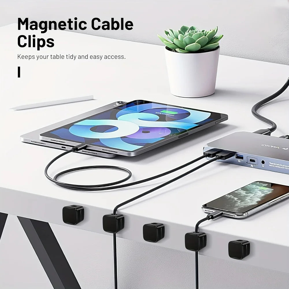 3/6/12PCS Portable Magnetic Cable Clips Cable Protector Desk Tidy Management Clips For Mouse Earphone Wire Organizer Cable Stand