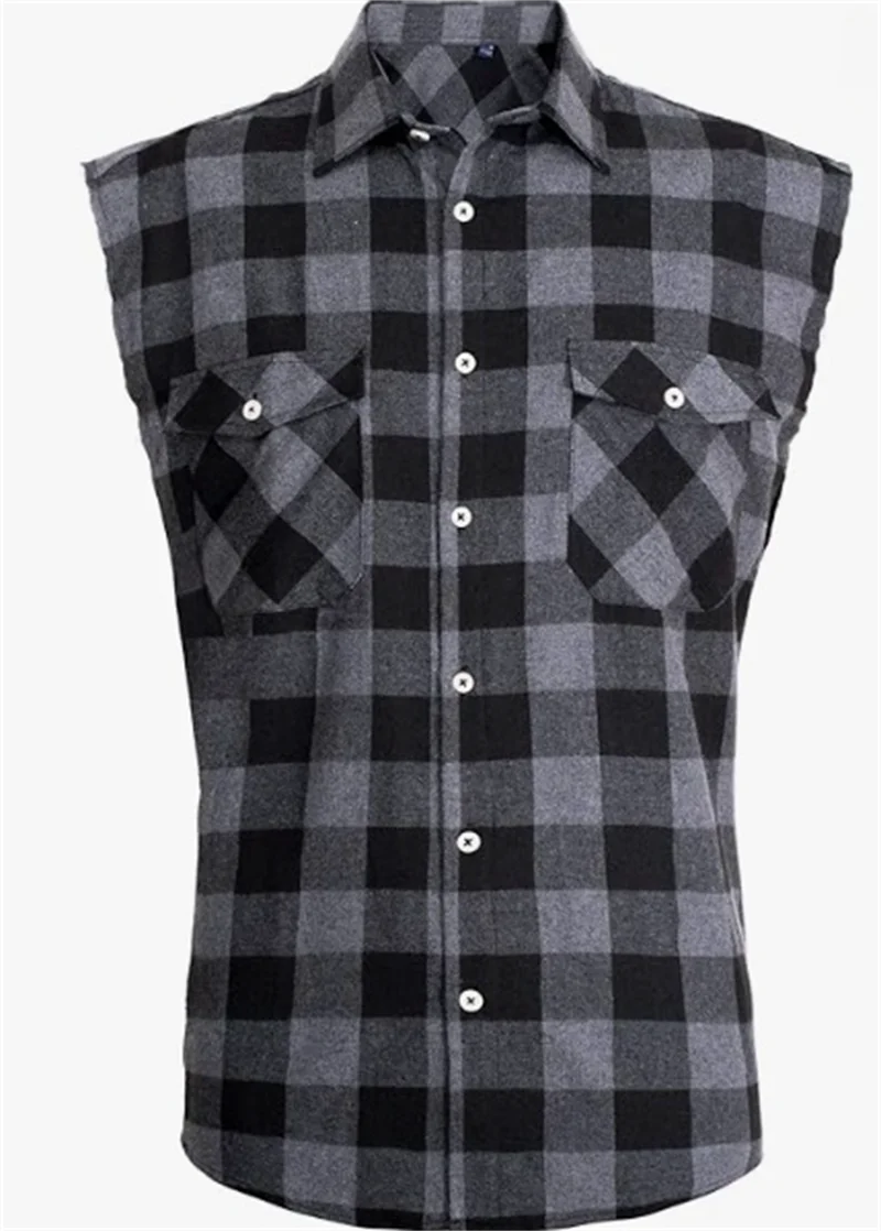 Men's Summer Fashion Casual Plaid Print Sleeveless T Shirt Vest Buckle Sanding 2024 Korean Style Mens Tank Tops Beach Vest