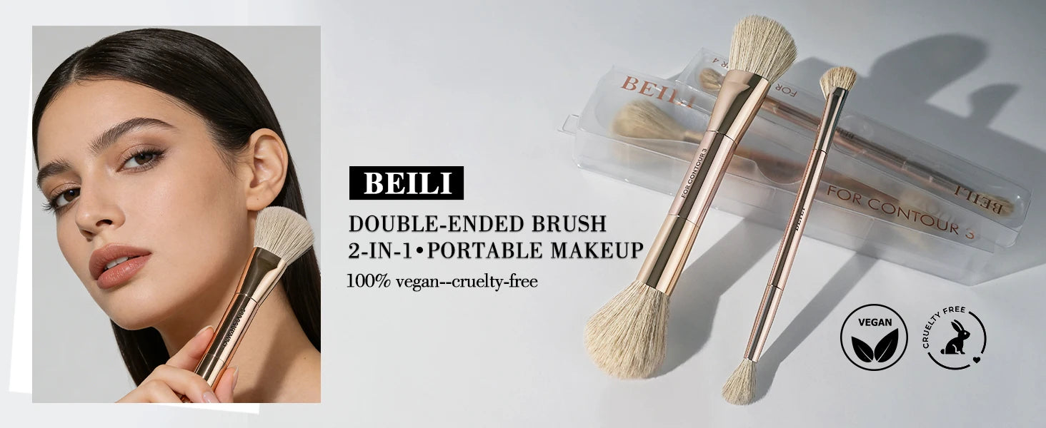 Makeup Brush Set Double-Sided Makeup Brushes for Foundation Contour Blush Blending Eyebrow and Eye Shadow Fiber Bright Cyan