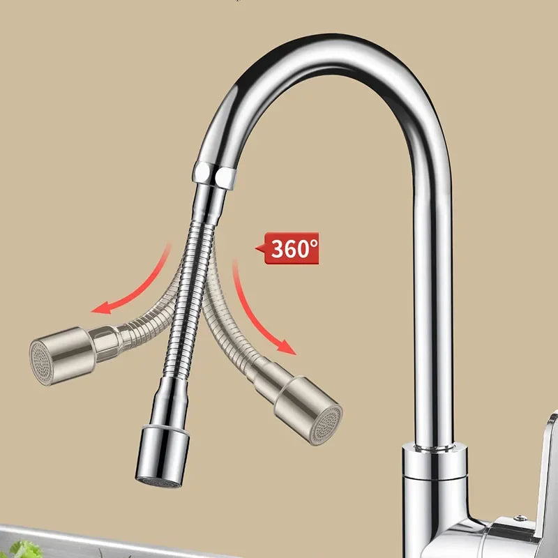 1080° Rotation Stainless Steel Kitchen Faucet Sprinkler Extender Bubbler Water-saving Device Lengthening Splash Sprinkler Spray