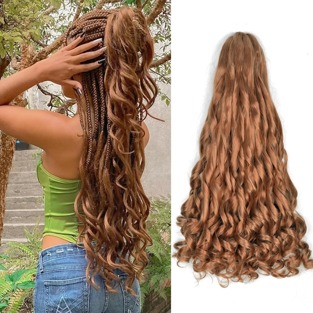 French Curl Braiding Hair 22 Inch Curly Braiding Hair Pre Stretched Bouncy Crochet Hair Loose Wavy Synthetic Hair Extensions