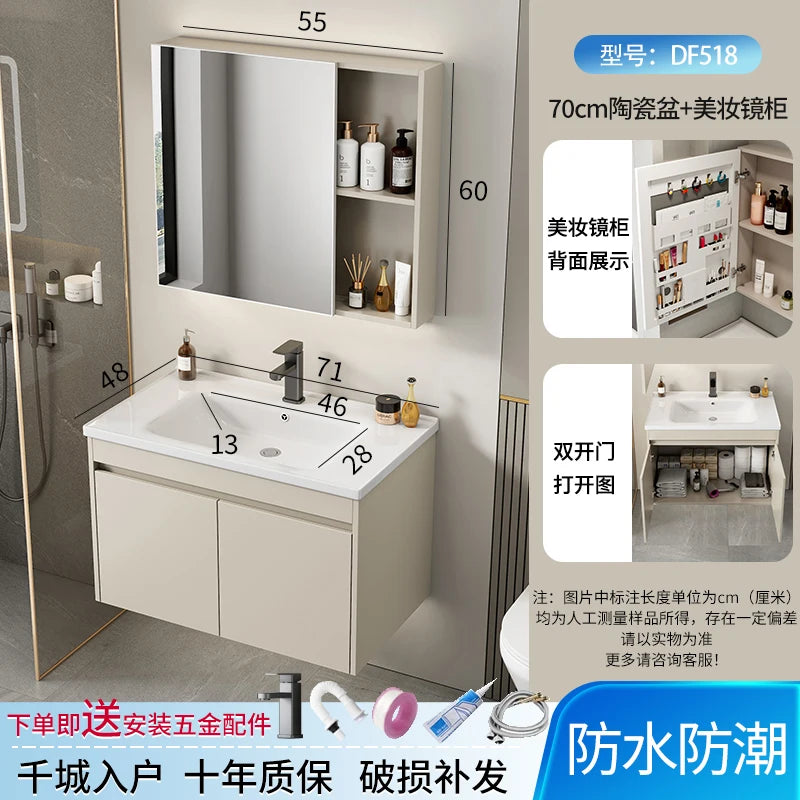 Wall Basin Bathroom Cabinet Set Sink Mirrors Shelves Bathroom Cabinets Storage Organizer Mobile Bagno House Accessories